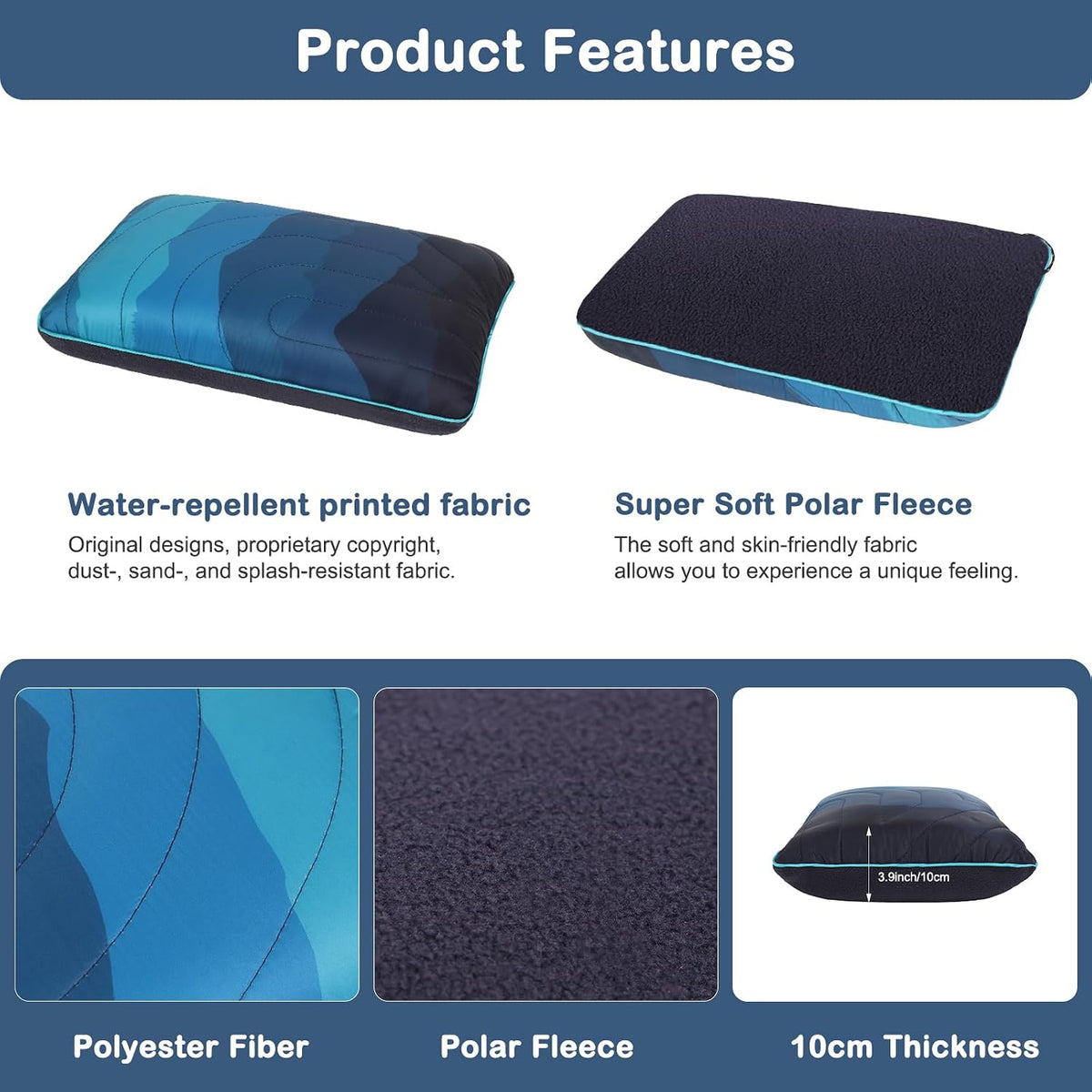 Camping Pillow Memory Foam Travel Pillow Packable Backpacking