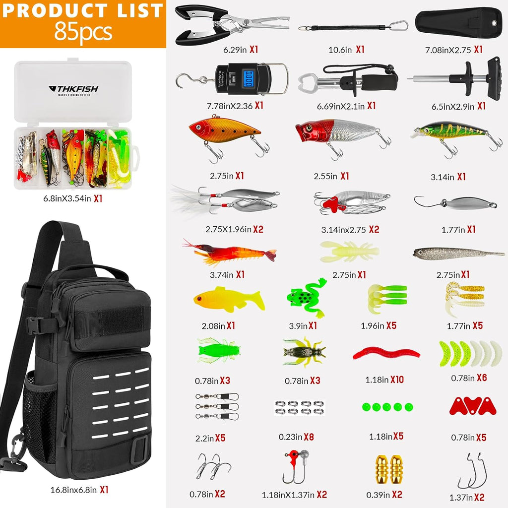 THKFISH Fishing Backpack with Tackle Boxes,Fishing Sling Bag with Gear