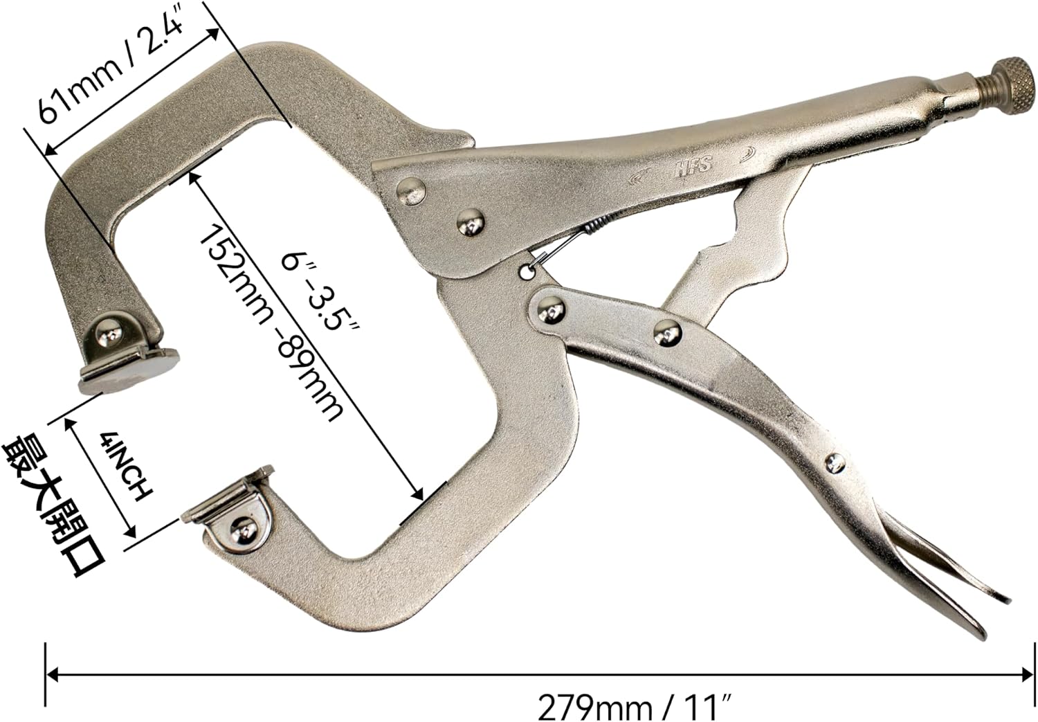 HFS (R) 6 pc - 11” C-Clamp Locking Pliers, with Swivel Pads Heavy Duty C-Type Locking Plier Table for Welding and Woodworking