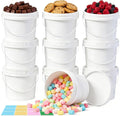 ASEVAT 10 Pack 67OZ/2000ML Airtight White Plastic Bucket with Lid & Handle, Food Grade Reusable Tub - Freezer & Microwave Safe for Ice, Ice Cream, Sauce, Soup & Party