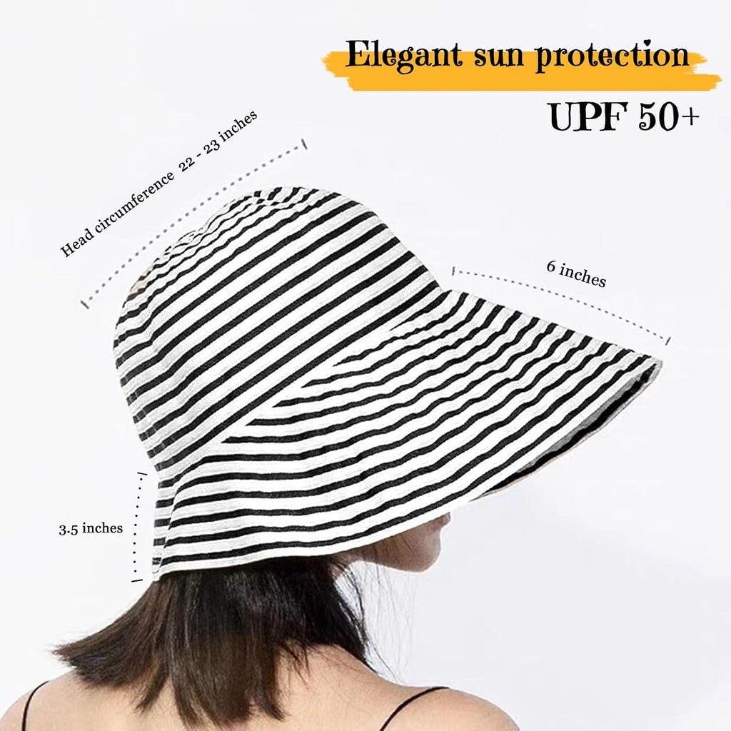 huablo Brim Sun Hats for Women Striped Hat Floppy Packable SPF UPF 50 UV Protection Beach Vacation Hat