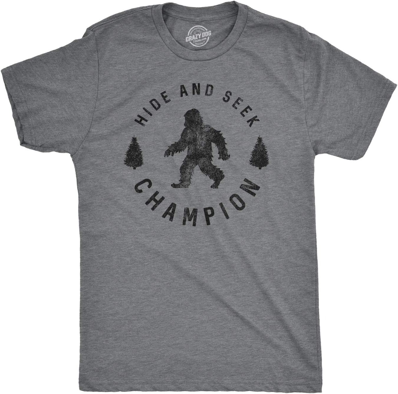 Crazy Dog T-Shirts Hide and Seek Champion Funny Bigfoot Graphic Tee