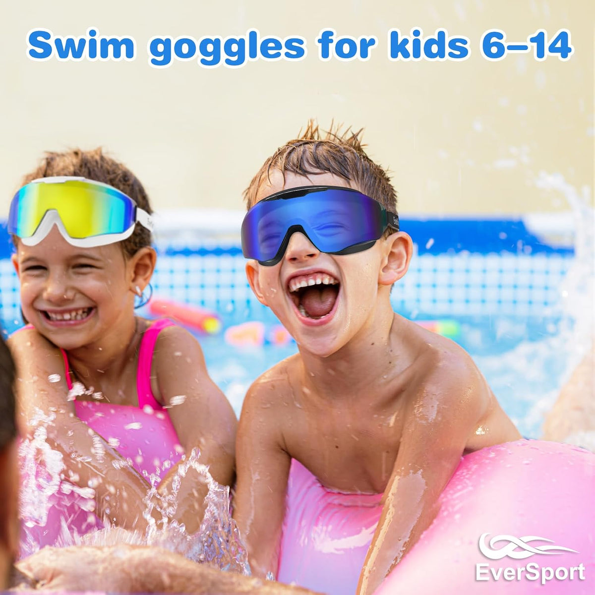 2 Pack Kids Swim Goggles 8-16 Extra Silicone Layer Pool Youth Boys Girls