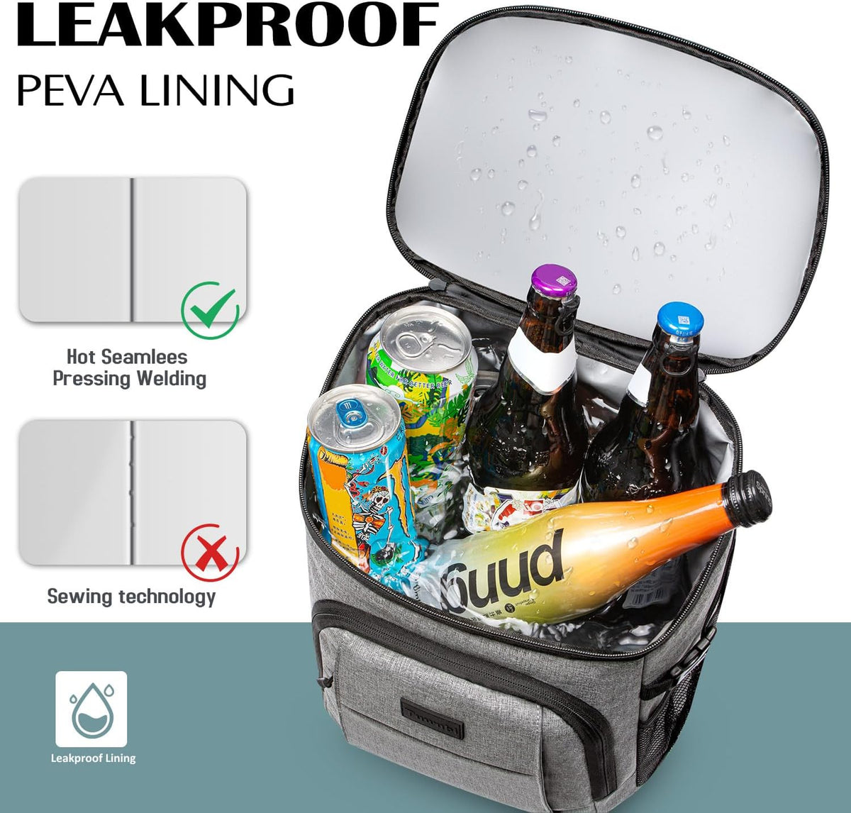 Tuwubi Cooler Backpack 35/42 Cans, Backpack Coolers Insulated Leak Proof for Men Women, Waterproof Soft Sided Lunch Camping Beach Travel Ice Chest Backpack Cooler Bag
