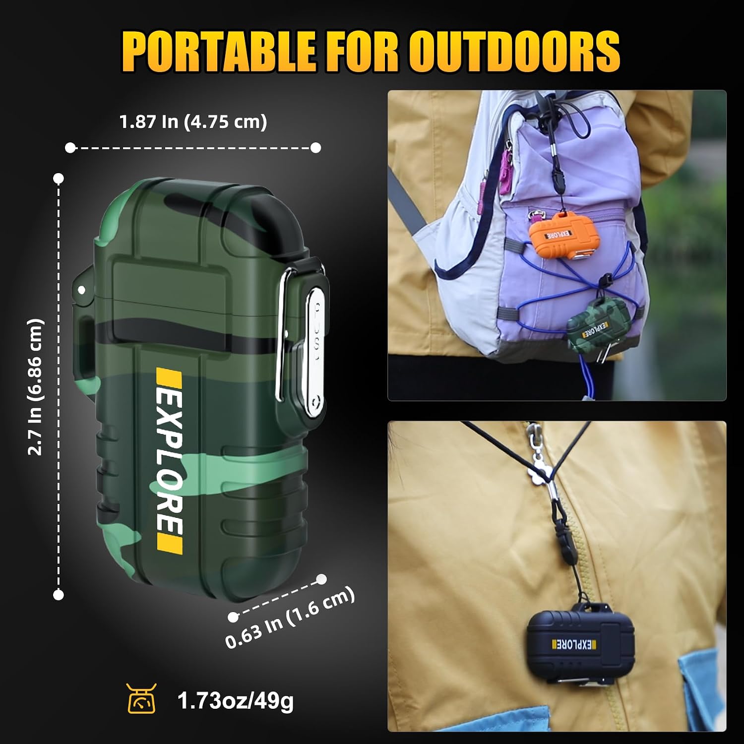 Electric Plasma Lighter, Torch Lighter, 2 Pack Outdoor Waterproof Matches | A Rechargeable Dual Arc lighter + A Refillable Butane Lighter, Camping Hiking Hunting Gadgets,Survival Gear Gifts for Men