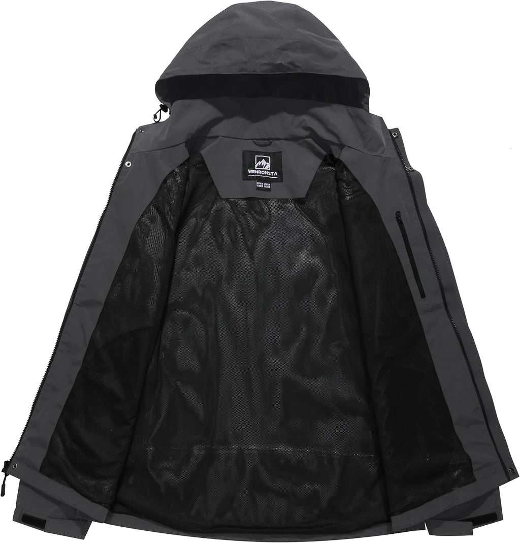 WENRONSTA Men's Lightweight Rain Jacket Waterproof Windbreaker Hooded Raincoat Shell Jacket Outdoor Hiking Fishing Travel