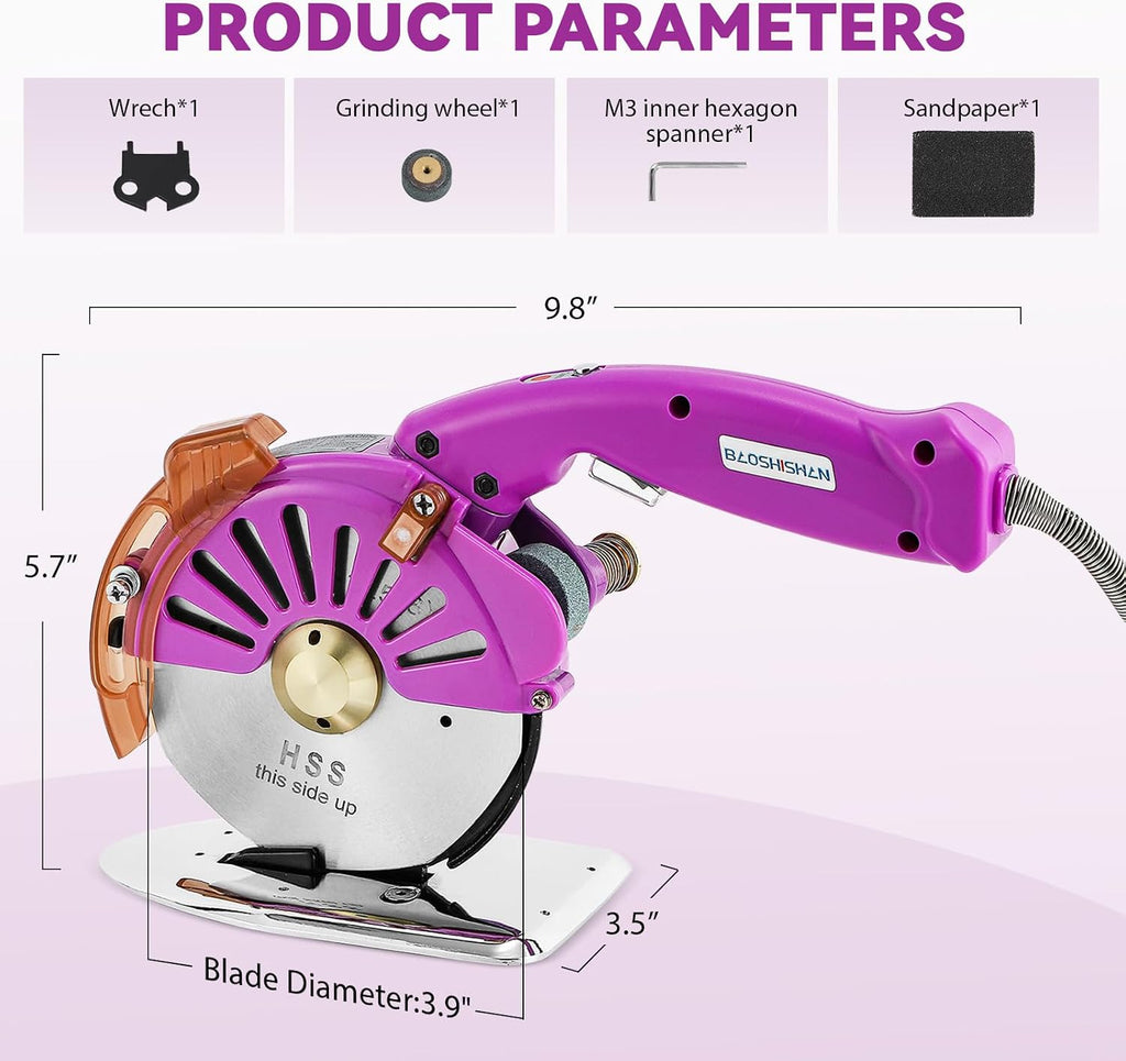 BAOSHISHAN 100mm Plug-in Electric Fabric Rotary Cutter Heavy Duty
