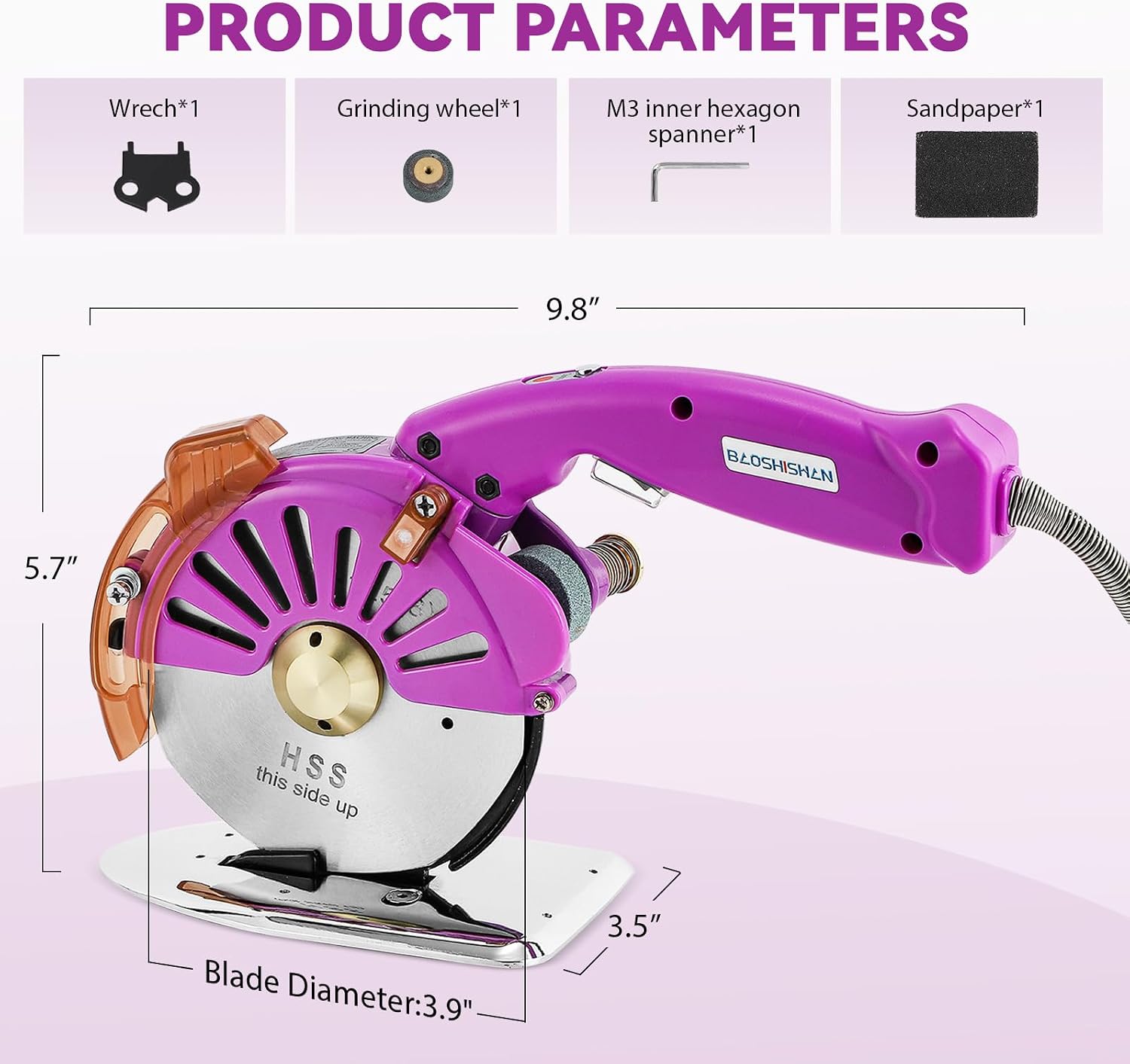 BAOSHISHAN 100mm Plug-in Electric Fabric Rotary Cutter Heavy Duty