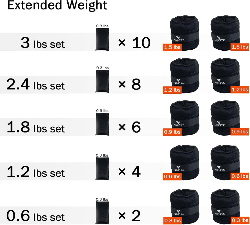 Adjustable Ankle Weights 1-3 Lbs Pair with Removable Weight for Men Women