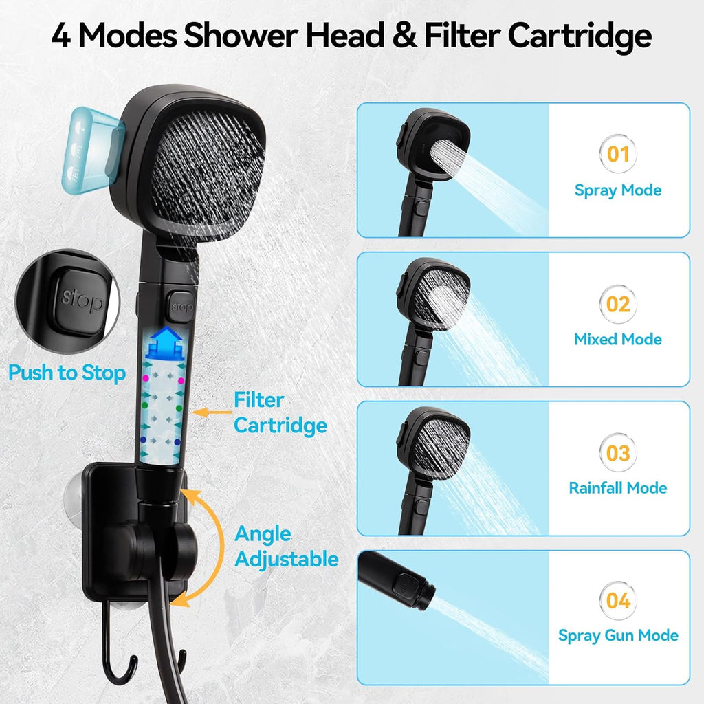 6000mAh Portable Shower for Camping with 2000W Immersion Water Heater – Rechargeable Camp Shower Pump, 4-Mode Filtered Head, LED Display, Outdoor Camping Shower Kit for Travel, Pets & Car Washing