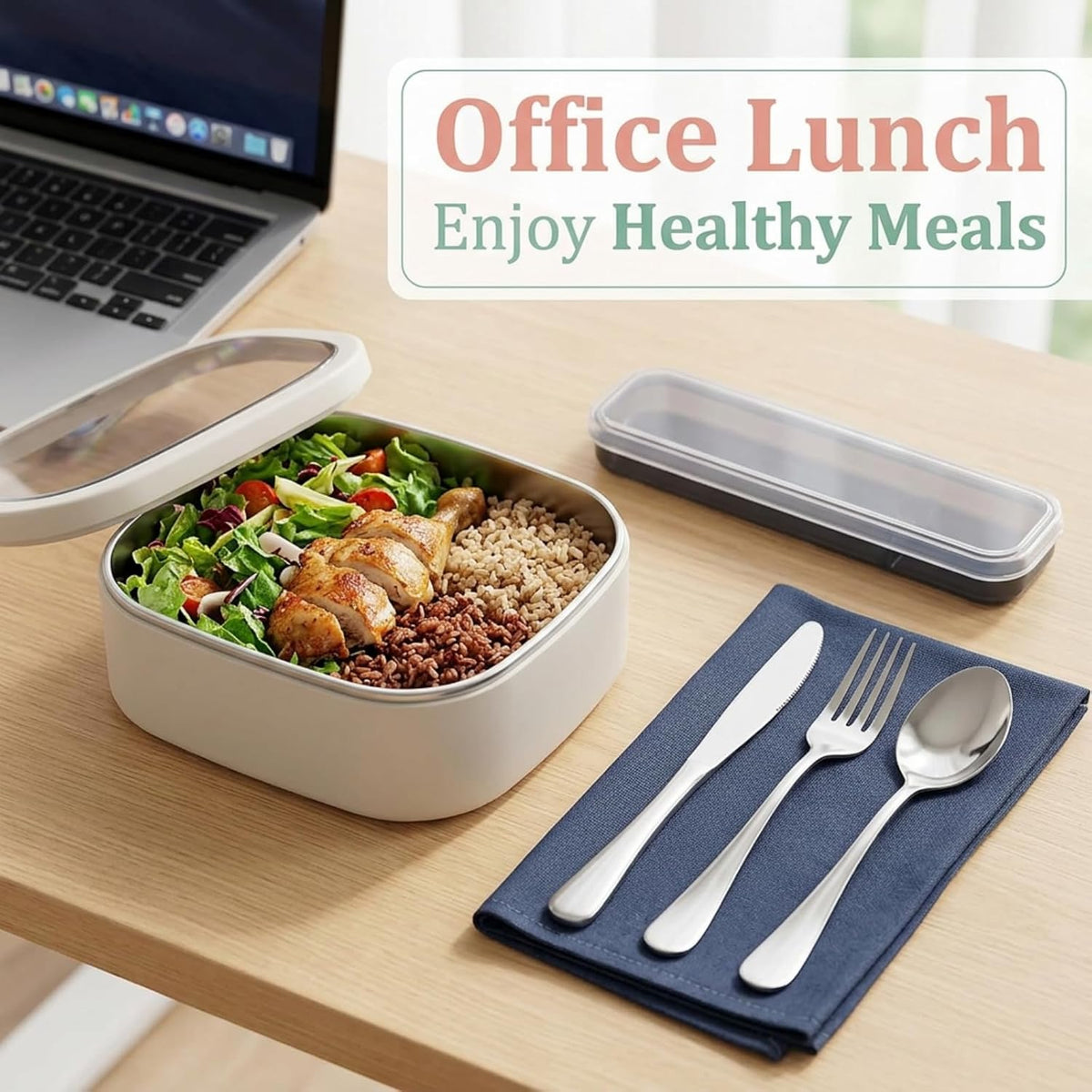 Nicunom 8 Pack Travel Silverware Set with Case, Reusable Utensils for Lunch