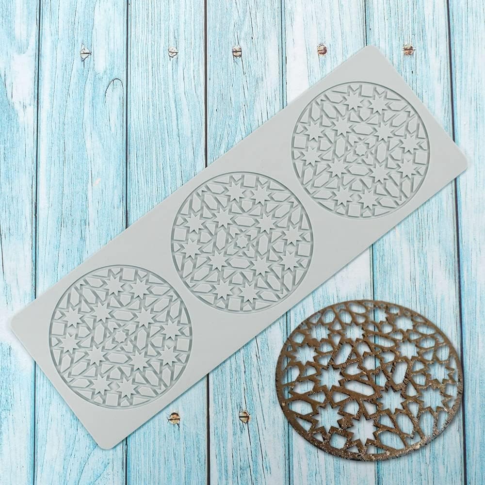 Hollow Leaf Silicone Molds Lover Heart Chocolate Molds Geometry 3D Silicone Mould Chocolate Candy Leaf Mold Sugar Craft Cake Decoration Cupcake Top (M_Star_14.4 * 5 * 0.12inch)
