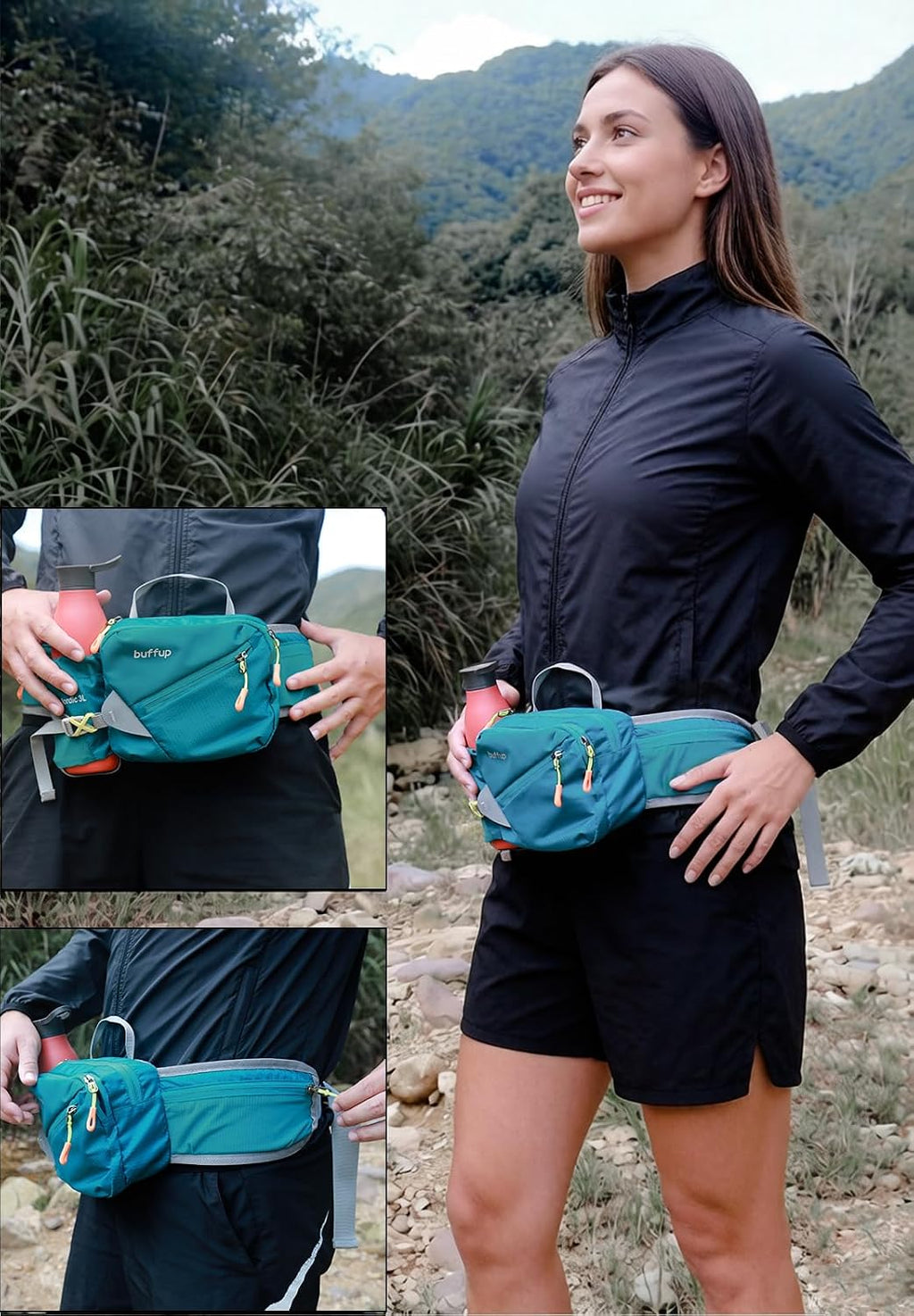 Lightweight Sports Fanny Pack with Bottle Holder,Waist Pack for Hiking,Running,Cycling & Outdoor Adventures (Purple)