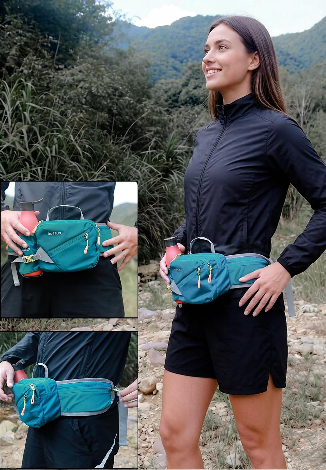 Lightweight Sports Fanny Pack with Bottle Holder,Waist Pack for Hiking,Running,Cycling & Outdoor Adventures (Purple)