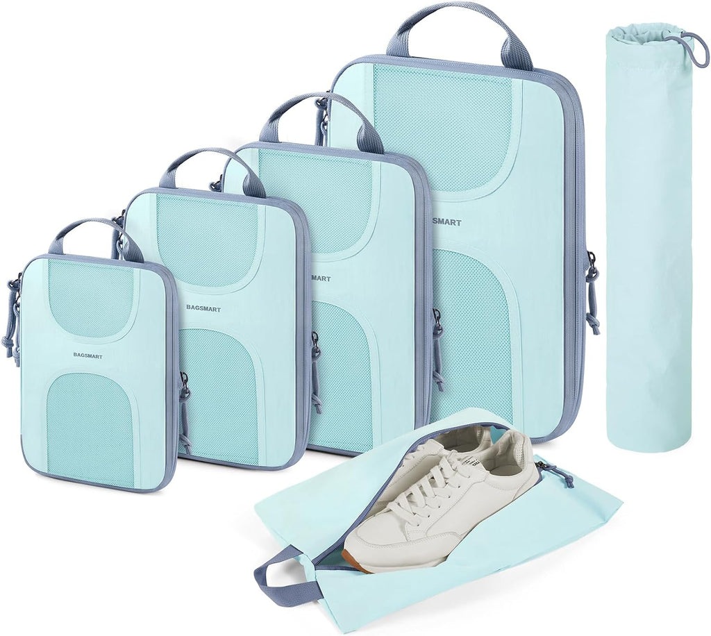 BAGSMART 6 Set Compression Packing Cubes, Travel Luggage Organizer Bags