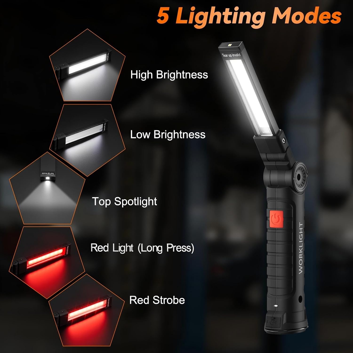 6Pack Magnetic Rechargeable LED Work Light/Flashlight for Mechanics