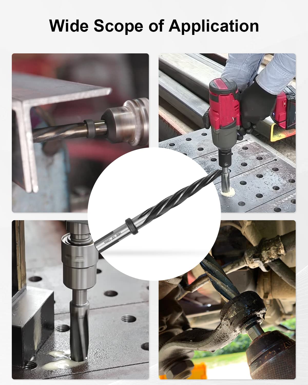 1/2" Drill Bridge/Construction Reamer Bit with 1/2" Shank HSS Taper Chucking Reamer Bit Tool for Steel Metal Wood Alloy Drilling Hole