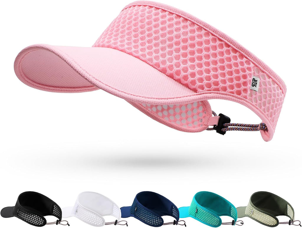 SUNMECI Mesh Breathable Sports Visor - Men Women Adjustable Lightweight Quick Dry Sun Hat for Tennis, Golf, Running