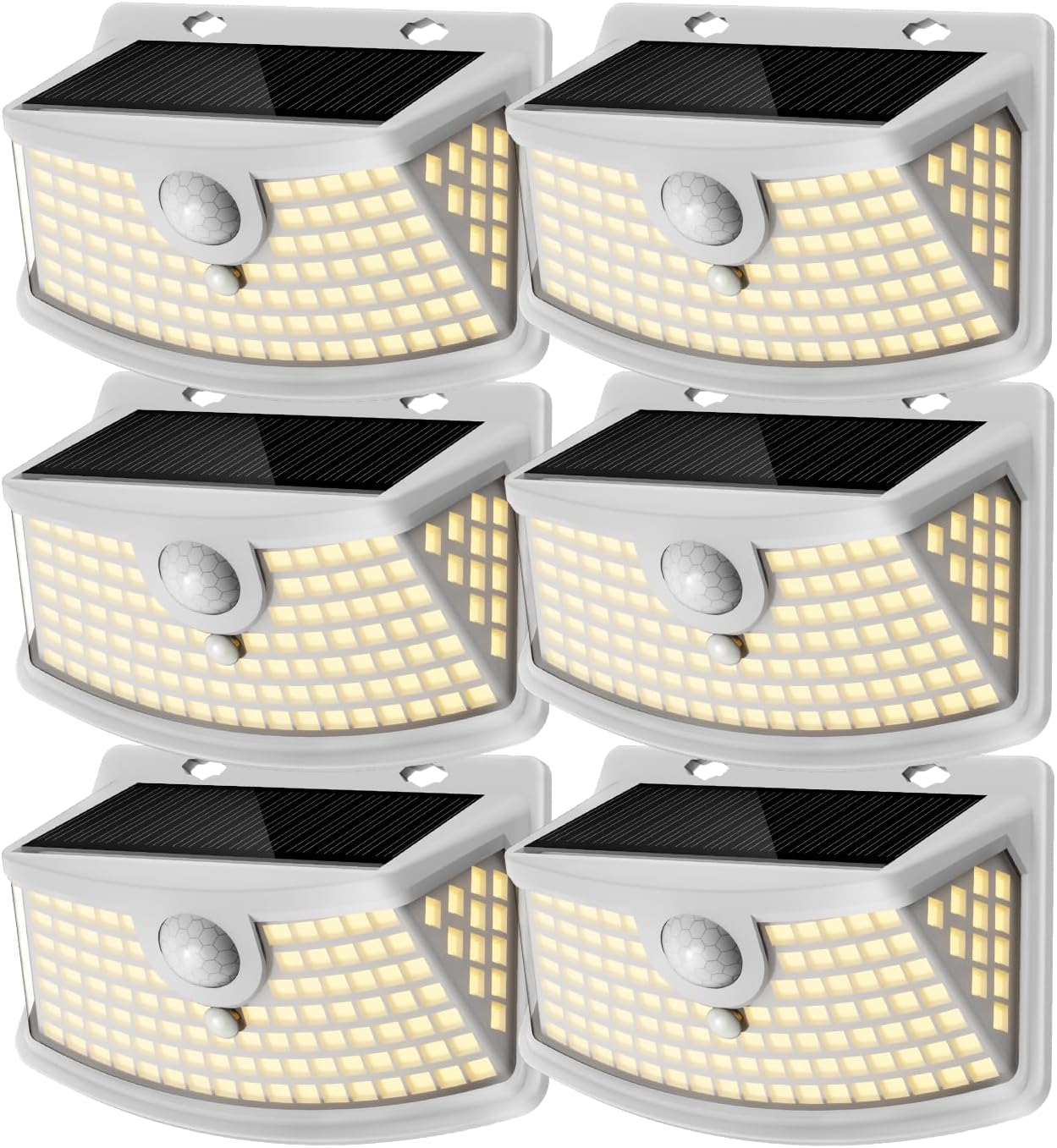 Aootek Solar Motion Sensor Lights Outdoor 120 LEDs, White, 6 Pack
