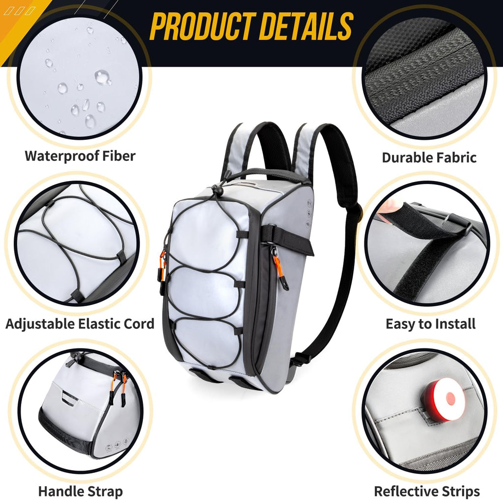 WOTOW Rear Bike Rack Bag, 10L Full Reflective Bike Storage Saddle Bag