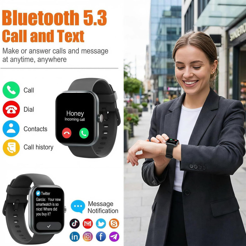 Smart Watch for Men Women (Answer/Make Call), 1.83" HD Touchscreen Fitness Tracker, 110+ Sport Modes, Fitness Watch with Heart Rate/Sleep Monitor/Step, IP68 Waterproof Smartwatch for iPhone Android