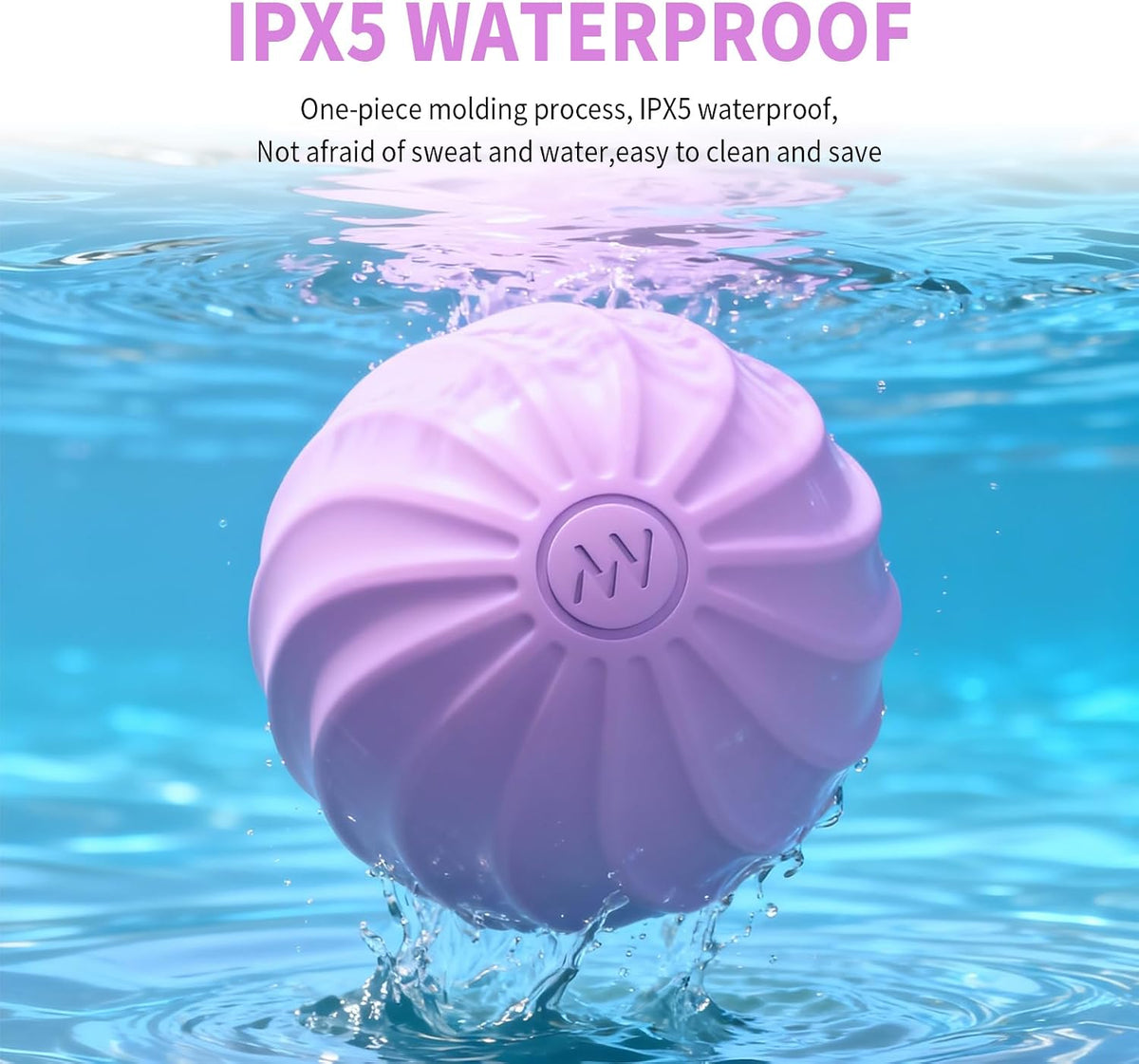 2.5" Mini Massage Ball, 10 Speeds Vibrating Massage Roller Ball for Palm, Hand, Foot, Leg, Neck, Back, Trigger Point Muscle Therapy Ball for Myofascial Release, Plantar Fasciitis Relief (Purple)