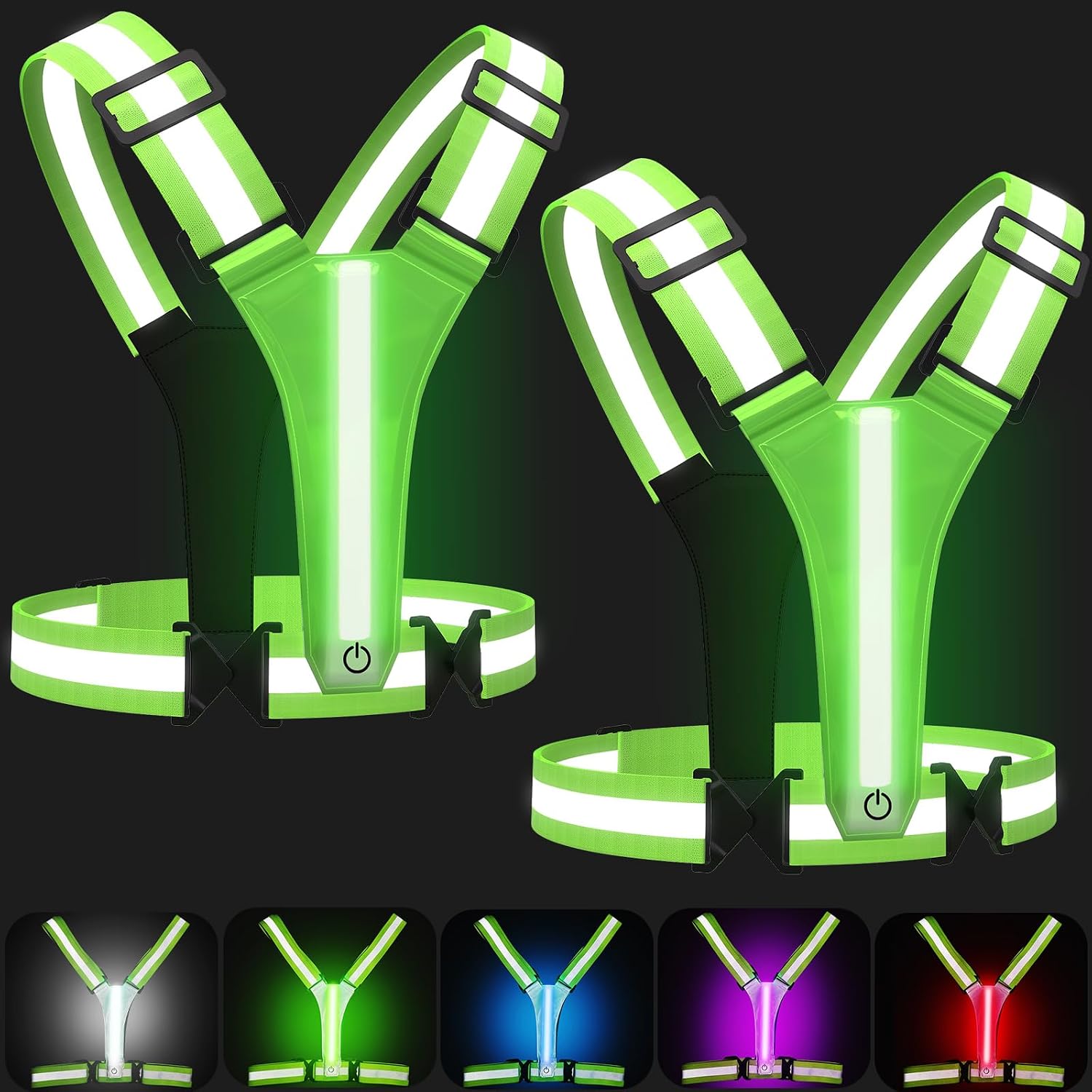 LED Reflective Vest Running Gear 5 Colors Light Up Reflective Running Vest