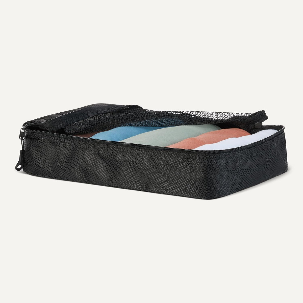 Amazon Essentials 4-Piece Packing Cubes Travel Accessories Set, Luggage Organizer with Double Zipper, Mesh Top, Space-Saving, Medium, Black (Previously Amazon Basics)
