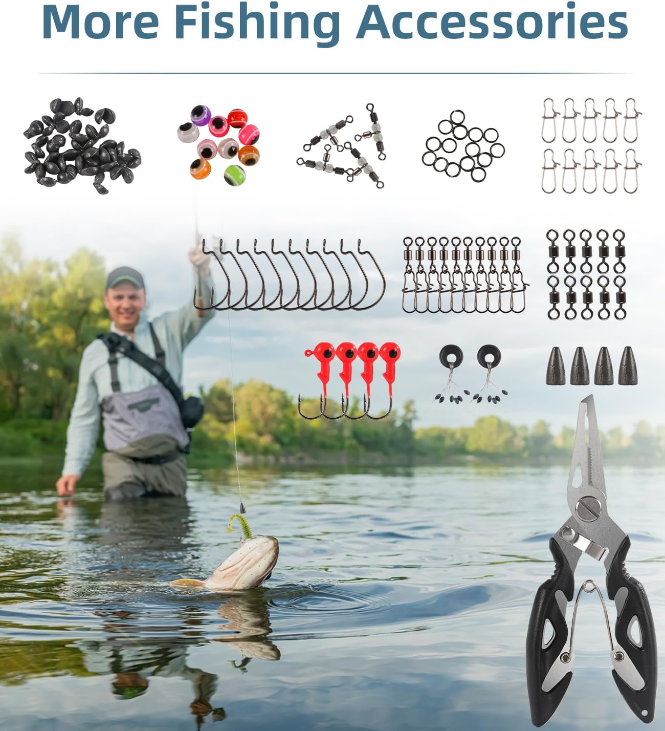 140/234PCS Fishing Lures Kit with Pliers, Fishing Gear Tackle Box Included Tackles, Bionic Baits,Spoon, Hooks, Weights Freshwater, Saltwater and Accessories for Men Women Kids