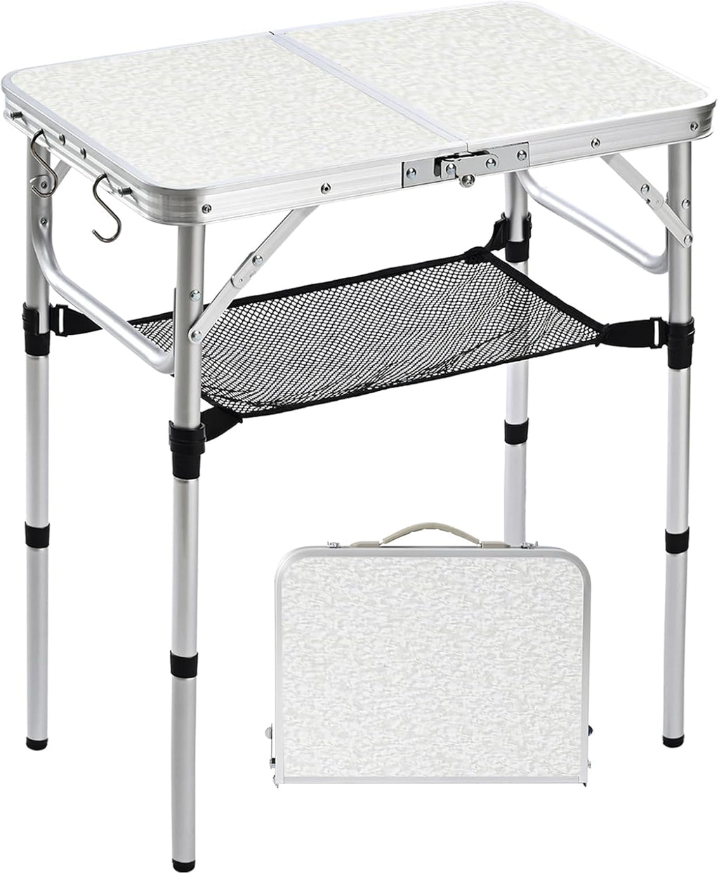 Small Folding Camping Table, 2ft Portable Table Adjustable Height