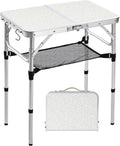 Small Folding Camping Table, 2ft Portable Table Adjustable Height