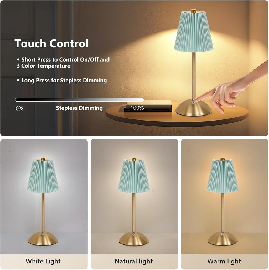 Table Lamps , Small Gold Table Lamp 12 Inch for Girl's Bedroom Cute Coquette Table Lamp with Fabric Shade Modern Decorative Bedside Light Small Princess Desk Lighting Boho Living Room (baby blue)