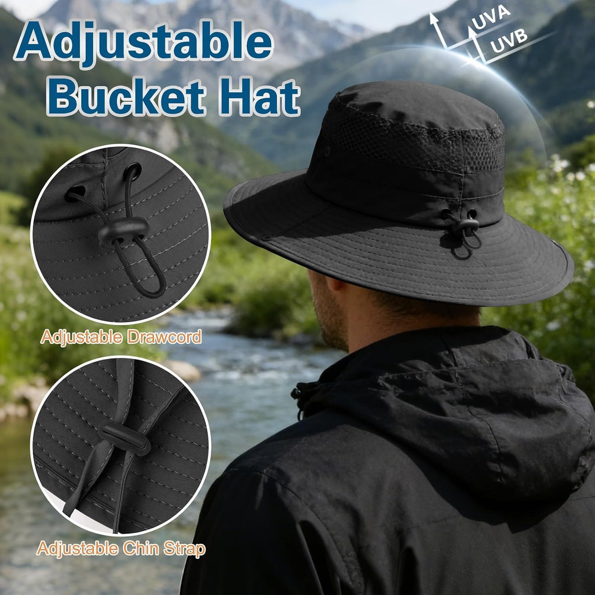 Sun Hat for Men Women UV Protection Wide Brim Fishing Hats Breathable UPF 50+ Boonie Bucket Hats Beach Safari Hiking Garden
