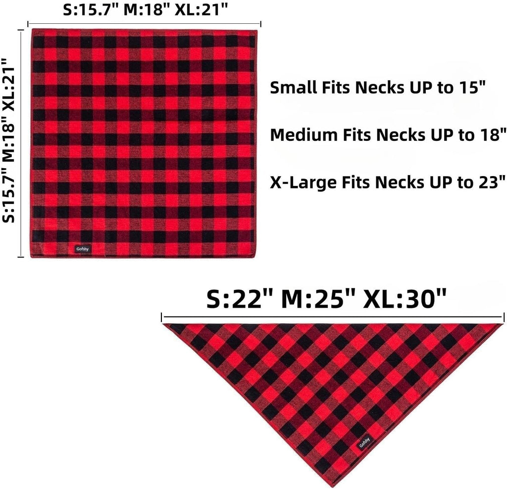 Buffalo Plaid Dog Bandanas Fall Christmas Large Scarf 6PCS