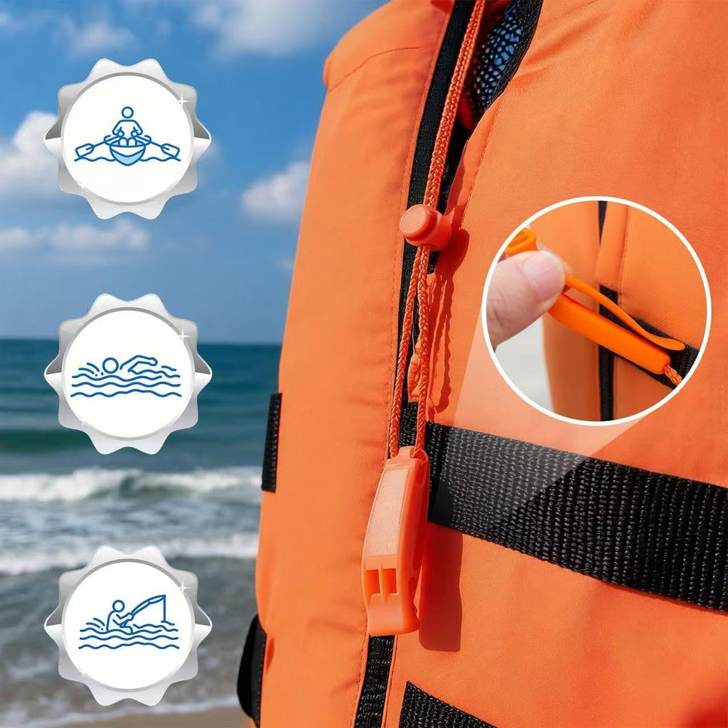 2-Pack Whistle Emergency Safety with Lanyards - High Decibel Survival Whistle for Life Jackets, Boating, Kayaking, Hiking, Hunting & Rescue