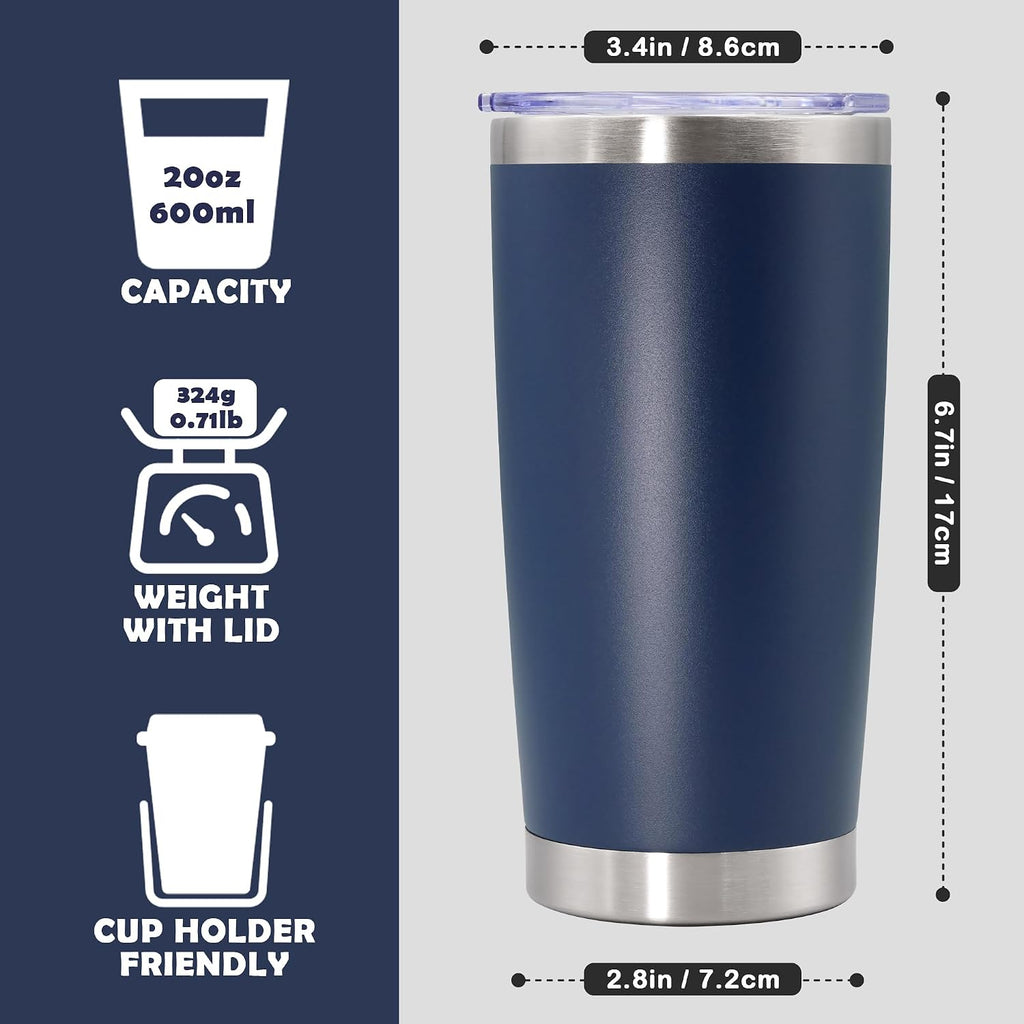 20oz Tumbler Stainless Steel Tumbler Coffee Tumbler with Lid Navy, 12P