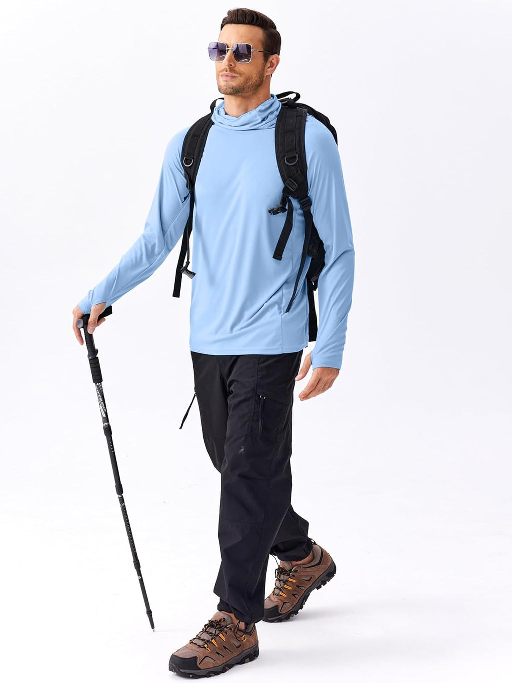 PINSPARK UPF 50+ Sun Hoodie Long Sleeve Fishing Shirts for Men with Mask