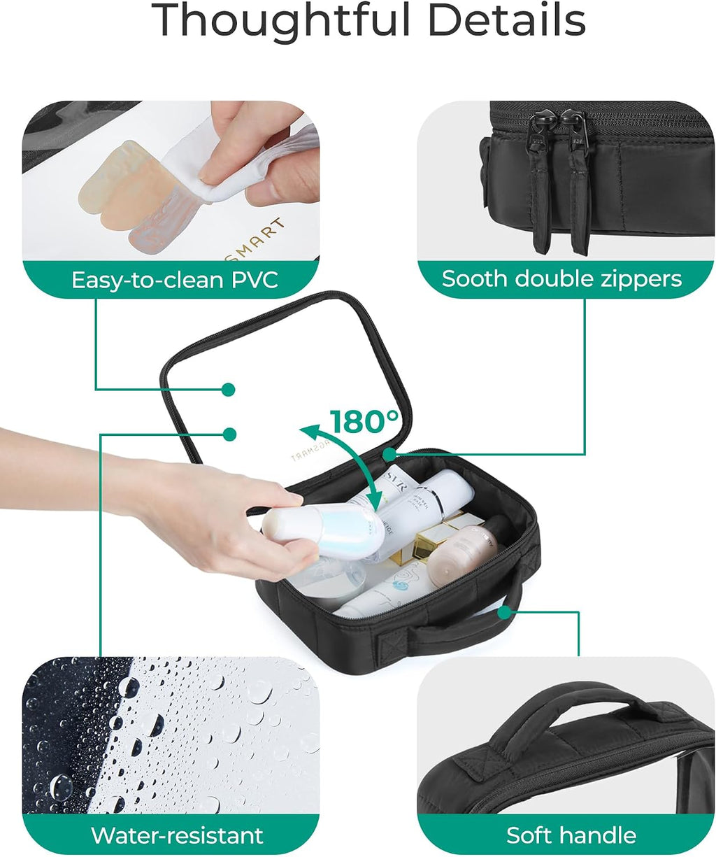 BAGSMART Puffy Clear Toiletry Bag, TSA-Approved & Wide-Open, 1-Pack, Black