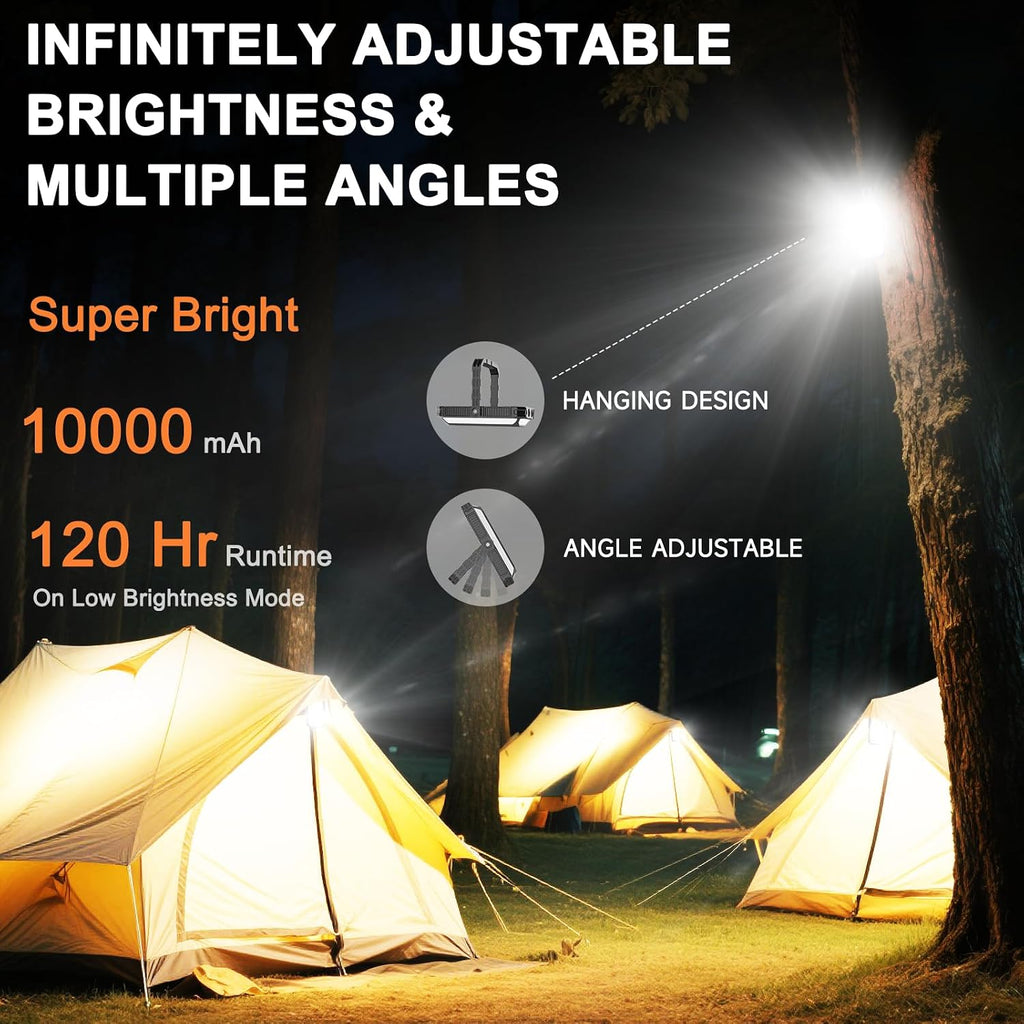 Camping Lantern LED Rechargeable - up to 120+ Hours, 10000mAh Portable Camping Lights with Redlight &12 Light Modes, LCD Display, Dimmable, Waterproof, Camping Lanterns for Power Outages, Hurricane