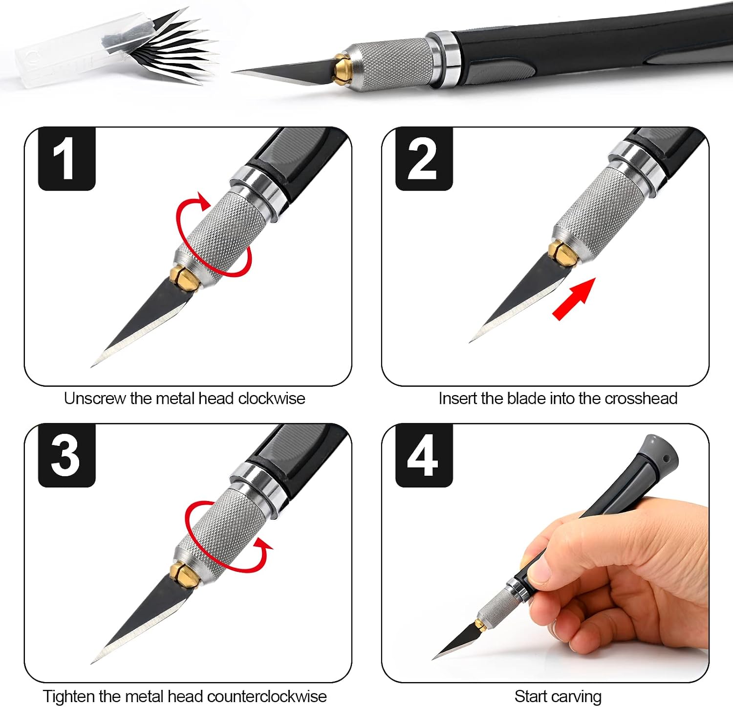 EHDIS Precision Hobby Knife Set Utility Craft Knife Kit with 10PCS Blades for Art, Working-Stencil, Scoring, Scrapbooking, Architecture Modeling, Crafting-Grey