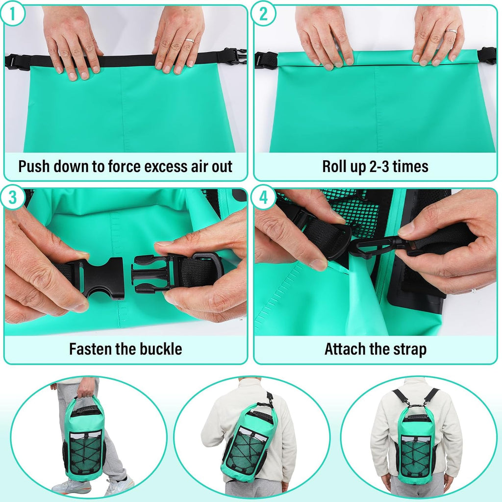 Dry Bag, 25L Roll Top Waterproof Backpack for Kayaking, Boating, Lake Blue