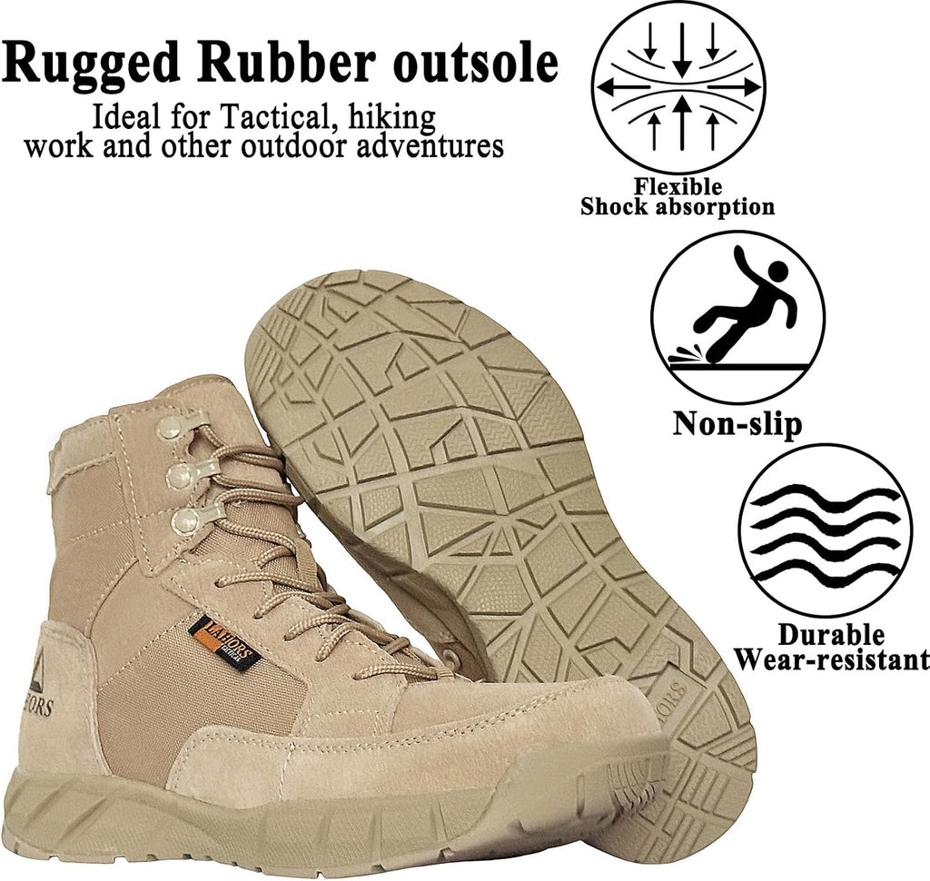 6 Inch Lightweight Mens Tactical Shoes Combat Boots Coyote Boots Military Training Lace Up Outdoor Hiking Breathable Army Shoe