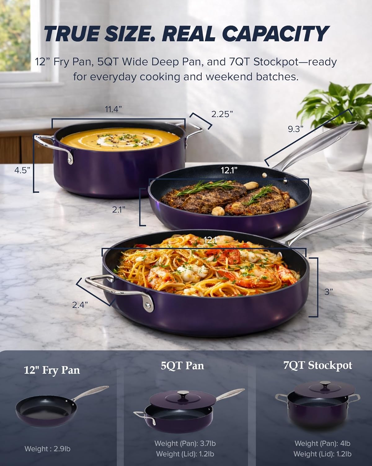 Nuwave Essential Series 5PC Ceramic Cookware Set PFAS-Free, Dishwasher Safe