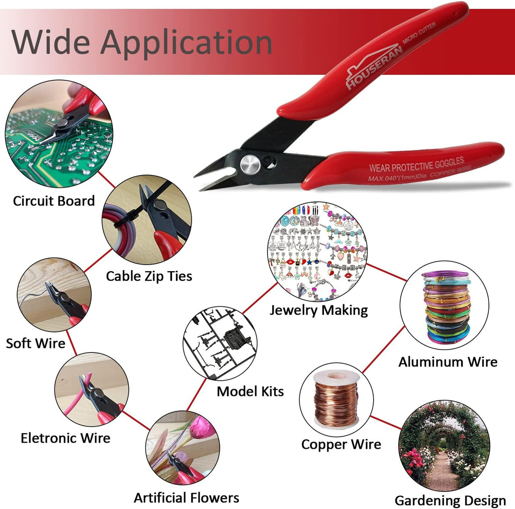 Small Wire Cutters, 10 PACK, 5 Inch, Micro Flush Cutter, Snips