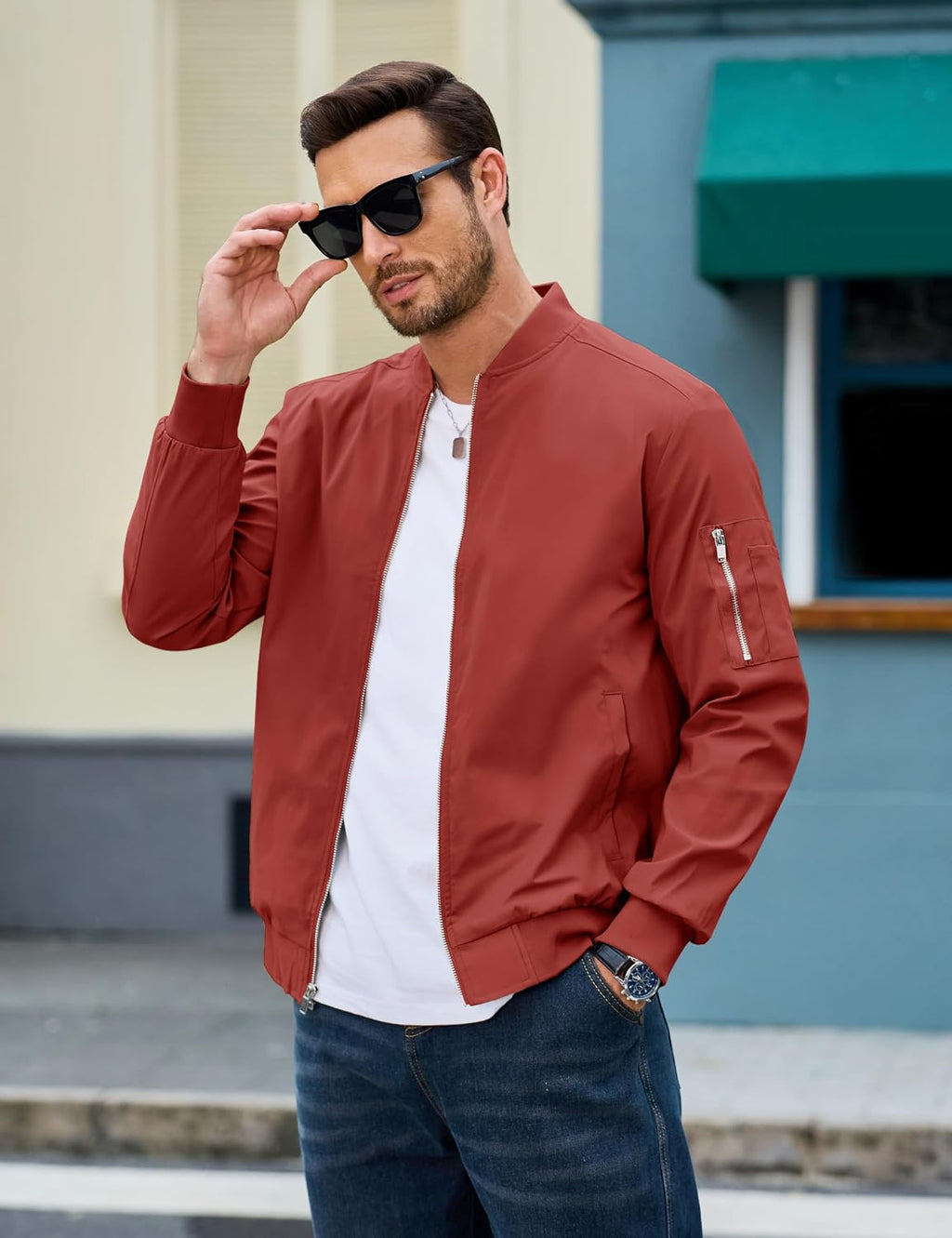 MAGCOMSEN Men's Bomber Jacket Lightweight Windbreaker Spring Fall Jacket