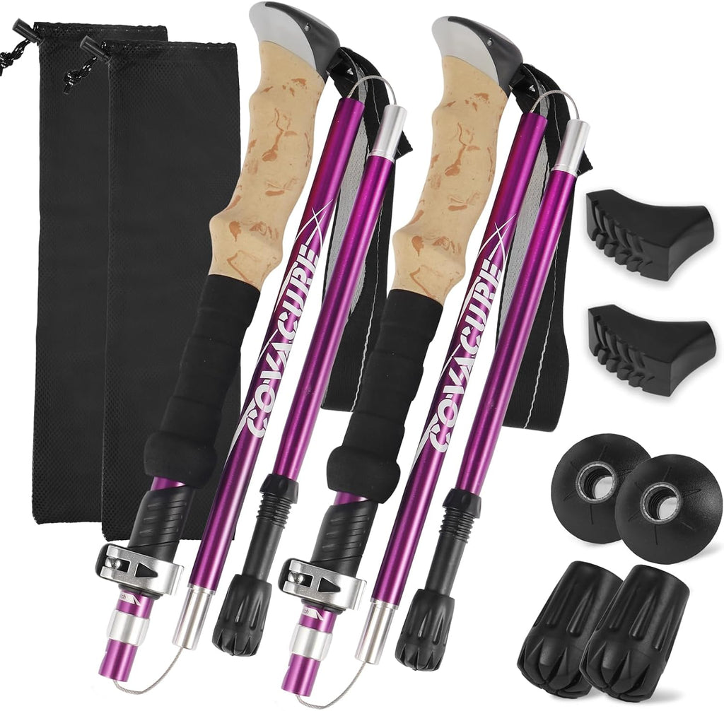 COVACURE Hiking Poles Collapsible, Aluminum Alloy 7075 Trekking Poles