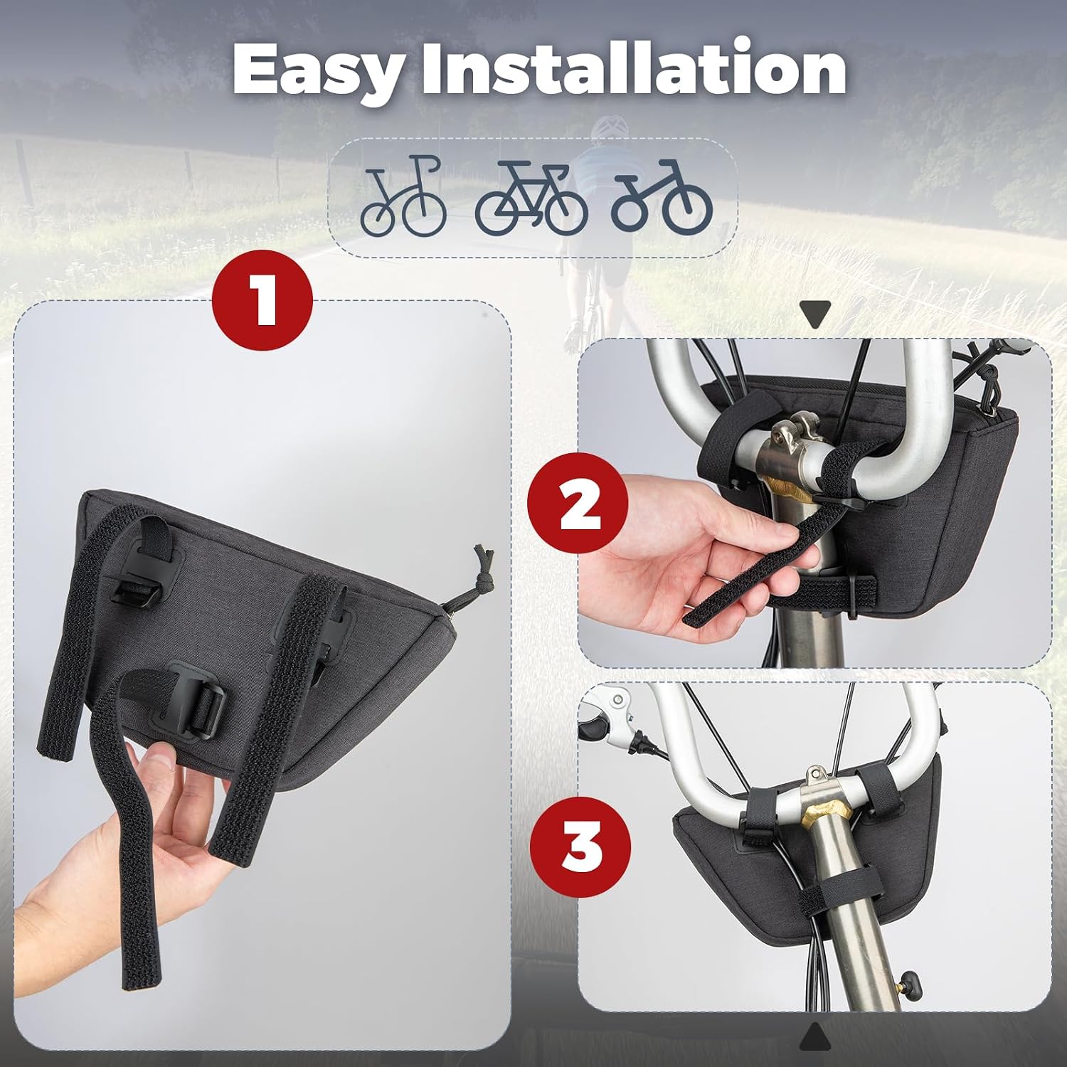 ROCKBROS Bike Handlebar Bag, Compact Front Storage Pouch for Cycling