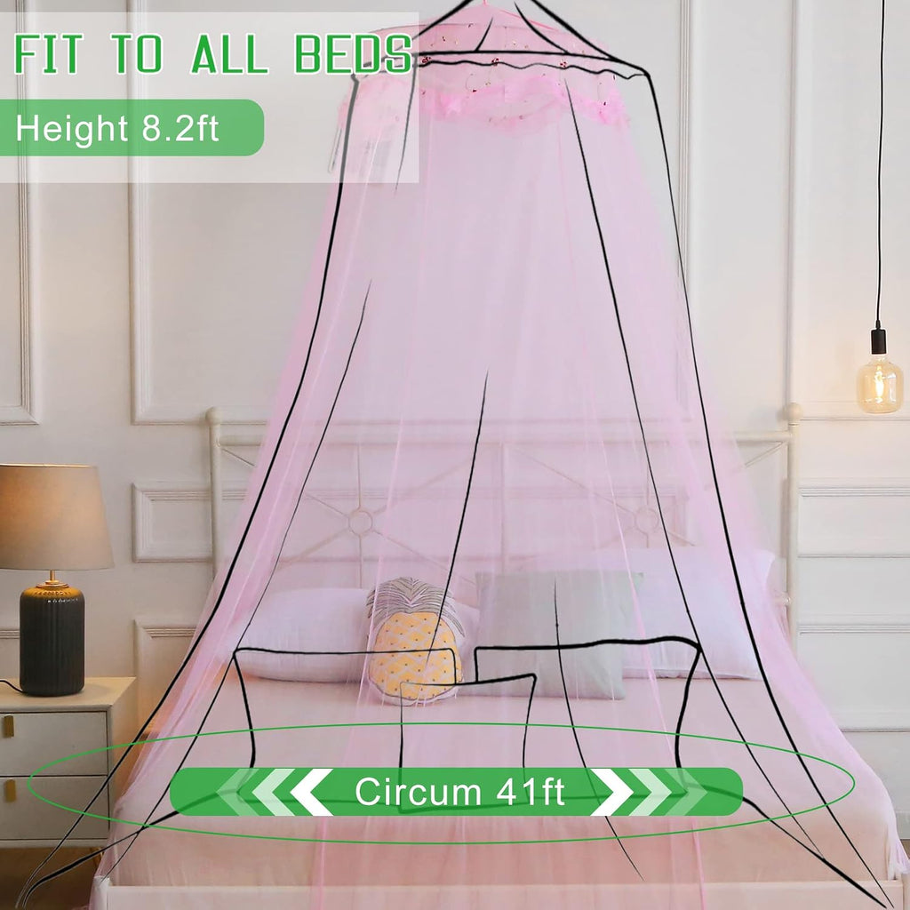 Mosquito Net Bed Canopy for Girls Pink Bed Curtains Tent Twin Queen Size