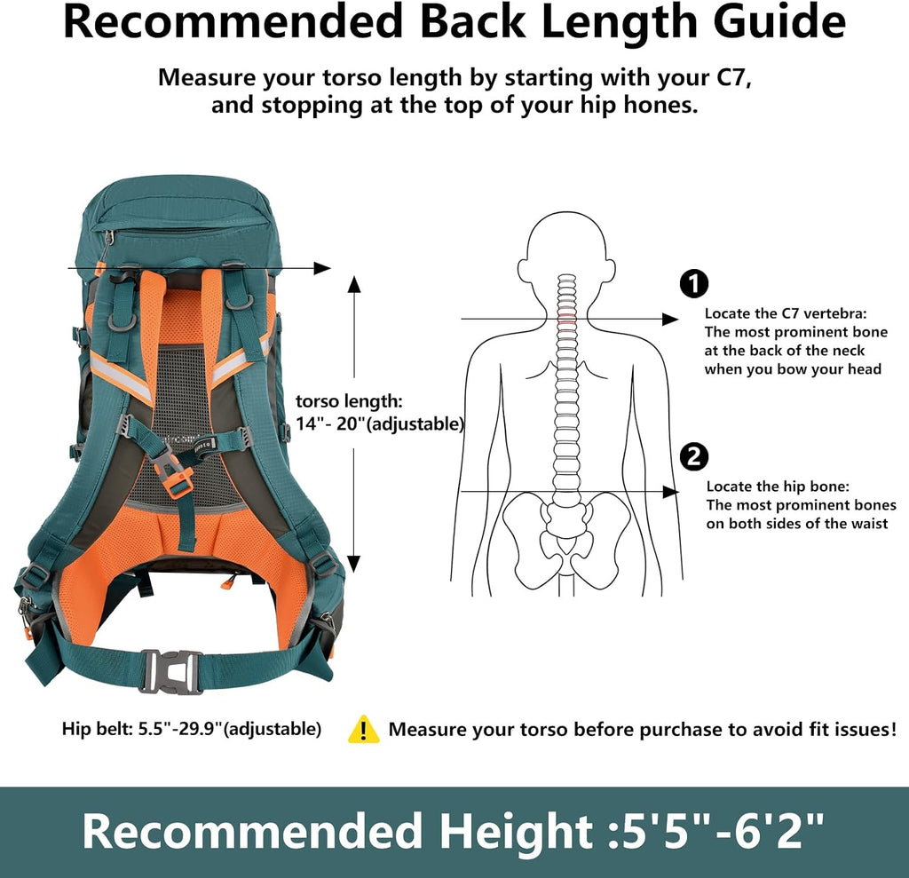 Hiking Backpack for Women Men,30+5L Waterproof Camping Backpacking Backpack