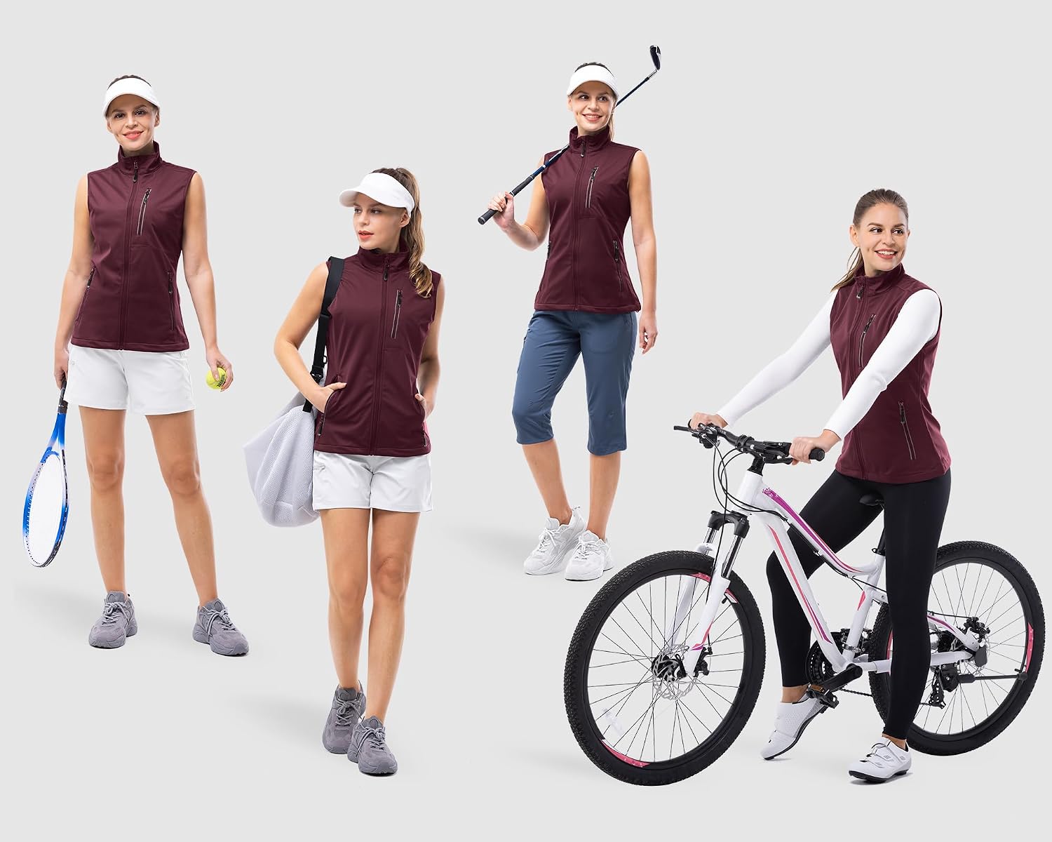 33,000ft Women's Lightweight Running Vest with 6 Pockets for Travel Golf